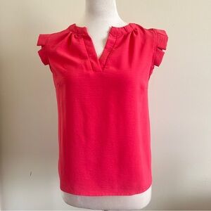 Monteau Los Angeles Elegant Coral Ruffle Sleeve Blouse